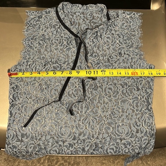 White House black market sleeveless high neck top blouse size medium blue formal - Picture 10 of 10